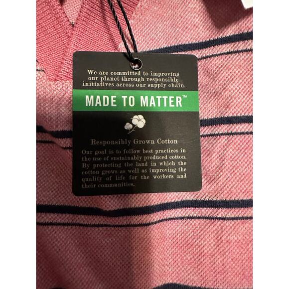 Jos. A. Bank RESERVE Polo Shirt Men's Size Large Pink Striped Golf NWT - Picture 4 of 6